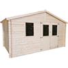 TheGoodGarden Casetta da Giardino in Legno Diana 4x2,5 m, Pareti 25 mm Blockhouse, Porta Doppia Finestrata e Finestra Laterale, Capanno per Attrezzi e Deposito da Esterno in Abete Naturale