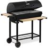 BBQ-Toro Carrello per barbecue a carbonella con coperchio | 80 x 42 cm | Carrello per barbecue a carbonella di alta qualitˆ, con termometro | Griglia scaldavivande in legno