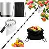 Gulxwis 4M Raccogli Frutta Telescopico, Attrezzo Raccogli Frutta in Acciaio Inox, Raccoglitore di Mele, Raccoglifrutta Regolabile con Sacchetti per Limoni Mele Pere Pesche