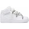 Nike Air Force 1 Mid Custom White Rope Laces Off Swarovski Glitter Strass Argento Silver Crystal Bianco