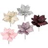 Flair Flower 021177VAR - Stella di Natale in velluto, corona dell'Avvento, decorazione natalizia, bouquet floreale, composizioni floreali, argento, crema, rosso scuro, rosa antico, rosa, 21 x 18 x 18