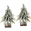 Flair Flower Mini albero di Natale artificiale ghiacciato e innevato su base in legno, neve artificiale, piccolo albero di Natale, decorazione da tavolo, albero di Natale artificiale, abete artificiale, abete