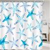 JAWO Tenda da doccia in tessuto blu e bianco con stelle marine, tenda da