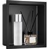 VELPAX Nicchia Doccia Incasso Nera 33x33x10cm, Nicchia Murale in Acciaio Inox 304 (3mm) con Finitura Nera Opaca, Impermeabile Design Lusso, per Bagno con Piccolo Spazio