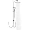 HOROW Set Doccia con Soffione 25 cm e Doccia a Mano, Colonna Regolabile in Altezza, Getto Pioggia con Ugelli in Silicone Anticalcare, Kit Completo Doccia