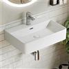 HOROW Lavabo da Appoggio 60 cm Lavandino Bagno Rettangolare Sospeso Moderno, Lavabo Bagno in ceramica con Un Foro per Rubinetto e Troppopieno