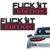 Komergave 2 adesivi per auto Fuck It Edition, divertenti adesivi per gli appassionati di auto, 3D, in metallo, autoadesivi, per tuning, posteriore, cofano (nero-rosso-B)