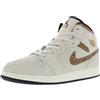 Jordan Air 1 Mid SE da bambino, Marrone Orewood chiaro/Oro metallizzato/Bianco/Marrone chiaro britannico/Vela, 4.5 Big Kid