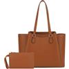 Aileese Borsa tote da donna per lavoro, borsa a tracolla marrone in pelle PU con pochette, grande borsa per la spesa adatta per laptop da 13,5 pollici, borsa da viaggio strutturata per ufficio