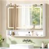 Hzuaneri Armadietto Specchio da Bagno con LED e Ripiani,18,5 x 100 x 80 cm