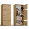 CDF Credenza Alta Armadio 4 Ante 50 cm Rovere Artisan con Ripiani | Credenza alta, mobile stretto, vani chiusi, per soggiorno e ingresso, per cucina e ufficio, organizzazione casa