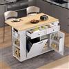 Huayz Isola da cucina su ruote, carrello da cucina con piano di lavoro pieghevole, tavolo da cucina con sistema di raccolta differenziata, ciabatte, ideale per cucina e sala da pranzo (bianco)