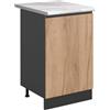 Vicco Mobiletto base cucina R-Line, Rovere dorato/Antracite 50 cm | 1 Anta · Piano di lavoro incl. · Piedini regolabili in altezza · 1 Ripiano · ✓ Liberamente combinabile