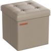 SONGMICS Puof Contenitore da 38 cm, Cassapanca Pieghevole, Poggiapiedi, PU, Portante di 300 kg, per Ingresso, Soggiorno, Camera da Letto, Marrone Cammello LSF030K13