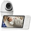 Jane Jané Eye Pro Baby Monitor, Baby Monitor con Telecamera Rotante, Inclinazione Motorizzata, Display da 5", Audio Bidirezionale, Visione Notturna, con Musica, Basso Consumo