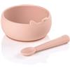 Jane Jané Set Ciotola e Cucchiaio in Silicone con Ventosa, BPA Free, Adatto Microonde e Lavastoviglie, Rosa