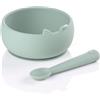 Jane Jané Set Ciotola e Cucchiaio in Silicone con Ventosa, BPA Free, Adatto Microonde e Lavastoviglie, Verde
