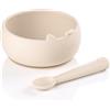 Jane Jané Set Ciotola e Cucchiaio in Silicone con Ventosa, BPA Free, Adatto Microonde e Lavastoviglie, Beige