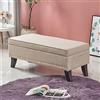 BAKAJI Pouf Cassapanca Panca Contenitore Poggiapiedi Camera da Letto Rivestimento tessuto Rettangolare Morbido Capiente Divanetto Portaoggetti Apribile Struttura Legno Capiente 80 x 45 cm (Beige)
