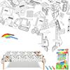 COSORO Tovaglia Gigante da Colorare per Bambini, Poster Tovaglia per Feste con 18 Pennarelli, 47x71 pollici Rotolo di Carta da Disegno per Tavolo, Foglio da Colorare per Feste a Tema Veicoli da Costruzione
