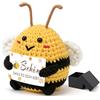 Smlper Regalo di ringraziamento, regalo per donne, borsa positiva con api tedesca, divertente portafortuna all'uncinetto, piccolo ringraziamento Bee Happy Ape per donne, uomini, amici, colleghi e