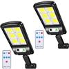 MOKEKA Lampione Solare LED Esterno, Faro Stradale con Pannello Solare, Sensore Crepuscolare e di Movimento, 3 Modalità, Luce Fredda 6500K, IP65 Impermeabile, Ideale per Giardino, Terrazzo (Pacco da 2)
