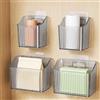 Zourglow 4 Pezzi Scatole Portaoggetti Autoadesive per Porta Cucina | Montate a Parete Scatola di Archiviazione per Telecomando, Bagno, Frigorifero, Lavandino e Scrivania, Grigio