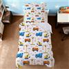 ZTYROLJ Set Copripiumino con Tema Veicoli da Cantiere 140x200cm, Copripiumino con Cerniera, Completo Letto in Microfibra per 1 Persona, Completo Letto per Bambini con Federa 65x65cm
