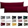 Soifox - Set di 2 federe per cuscino per dormire sul fianco, 40 x 145 cm, colore: Rosso, con cerniera, 100% microfibra, resistenti e ipoallergeniche, ideali per cuscini per dormire sul fianco