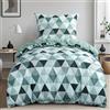 RUIKASI Set di biancheria da letto, 2 pezzi, colore verde, copripiumino 155 x 220 cm, con triangolo, in microfibra, con cerniera, morbido e antipiega