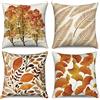 ASDCXZ Set di 4 federe per cuscino 40x40 cm, Fiori d'Autunno Foglie Acero Decorativo Divano Cuscino Federe Federa Lavabile Poliestere Lino Tessuto Cuscino per Testa Federa per Cuscino