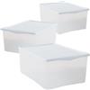 MAURY'S IL NUMERO UNO DEL RISPARMIO Set di 3 Contenitore in Plastica Trasparente Multiuso con Coperchio Resistente Salvaspazio Impilabile BOX TAGLIA M 42 X 35 X H18 CM, 21 Lt.