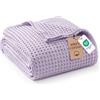 Exclusivo Mezcla Coperta in 100% cotone a nido d'ape, per divano, leggera, traspirante, morbida coperta per primavera estate, decorazione della stanza, colore viola chiaro, 127 x 152 cm