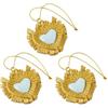 Baroni Home Set 3 Pendenti Sacro Cuore Ex Voto in Resina Oro e Celeste, Ciondolo Cuore Decorativo, Addobbo Natalizio Decorazione Albero di Natale, Idea Regalo Originale 5x5x1 cm