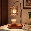 TobeBright Lampada scalda-cera con timer, dimmerabile, regolabile in altezza, paralux a champagne, base in noce, supporto dorato, regalo di inaugurazione della casa, decorazione per donna