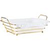 Sthrucrack Cestini dorati per servire pane, feste, in filo dorato, 30 x 20 x 10 cm, per frutta, verdura, pane, contenitore quadrato in metallo con panno rimovibile