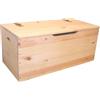 EffeDecor - Contenitore Baule in Legno Pino Essiccato Grezzo Cassapanca Salvaspazio con Fessure Laterali Trasporto Ideale per Interno o Esterno (73x35xH33)