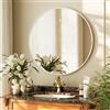BEAUTYPEAK Specchio rotondo da 46 cm, con cornice in alluminio infrangibile, da parete, da bagno, può essere appeso o appoggiato, adatto per camera da letto, bagno, soggiorno, colore bianco