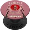 CRAZEELEBAH INC TOKYO GIAPPONE SKYLINE SAKURA FIORE DI CILIEGIO ROSSO SOLE PopSockets PopGrip Adesivo