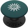 Mystic Spiral Sun theme Spirale Sole Boho Estetica Vintage Scuro Teal PopSockets PopGrip Adesivo