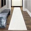 Teppich-Traum Tappeto da salotto Tappeto da corridoio Soffitta Robot di aspirazione adatto a disegnare un cerchio accogliente con effetto alto-basso in crema, 80 x 300 cm