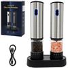 Shocanm Set di 2 Macina Sale e Pepe Elettrico -Ricaricabile USB Macina Pepe Elettrico con Base-Macinino Ricaricabili a 5 livelli Spezie a Grana per Barbecue, Rristorante Cucina