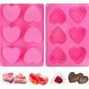 DGN Stampi in Silicone a Forma di Cuore, 2 Pezzi, Antiaderente, 6 Cavità per Torta di Mousse Chocolat Focaccina Gelée, Rosso