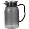 Fenteer Caraffa Acrilica per Bevande Brocca per Succo Fresco Decanter con Motivo Ananas Martellato Pitcher con Coperchio Intelligente Adatta a Feste, Grigio Fumo, 1.0L