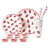 MaitianGuyou Decorazioni per feste a tema fragola: piatti, bicchieri, tovaglioli e cannucce per compleanni, baby shower, Sweet One, per 20 ospiti