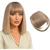 XFSRG Frangetta Finta con Clip Frangia Dritta Wispy Bangs in Frangia Extension Frontale Frangetta Capelli Veri Clip per Donna per Styling Quotidiano e Cambio Look Naturale (Oro)