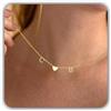 Handmade Delicato collana con iniziale, su misura Space lettera collana, personalizzato due iniziale con cuore, Natale per lei, damigella per lei