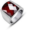 Banemi Anello di fidanzamento da uomo, anello fede da uomo, titanio acciaio inossidabile, anello con zirconi rossi, regalo coppia innamorata