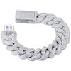 HALUKAKAH Collana Cuban Link VVS Moissanite Uomo | Placcato Platino | Catena Miami 18mm Pesante con Diamanti | Bracciale 20cm Totalmente Iced Out con Chiusura Box | Gioiello Regalo per Lui