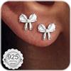 MILACOLATO Orecchini Donna Argento 925 Orecchini Cerchio Bambina Fiocco 14K Oro Placcato Anallergici Piercing Orecchio con Zirconia Cubica a Bottone Set Huggie Hoop Gioielli Donna Argento Oro-BS